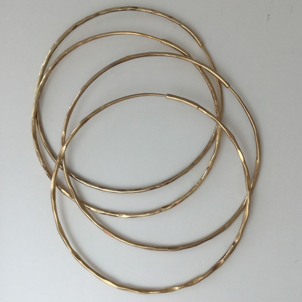 Two Pairs 2.5” 18k Gold Vermeil Hoops